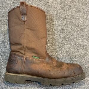 Georgia Homeland Wellington Work Boots Mens 10 Brown Leather Waterproof Mid Calf